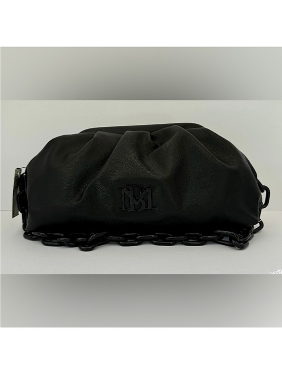 Badgley Mischka Handbags - Badgley Mischka Ruched Black Clutch with chain